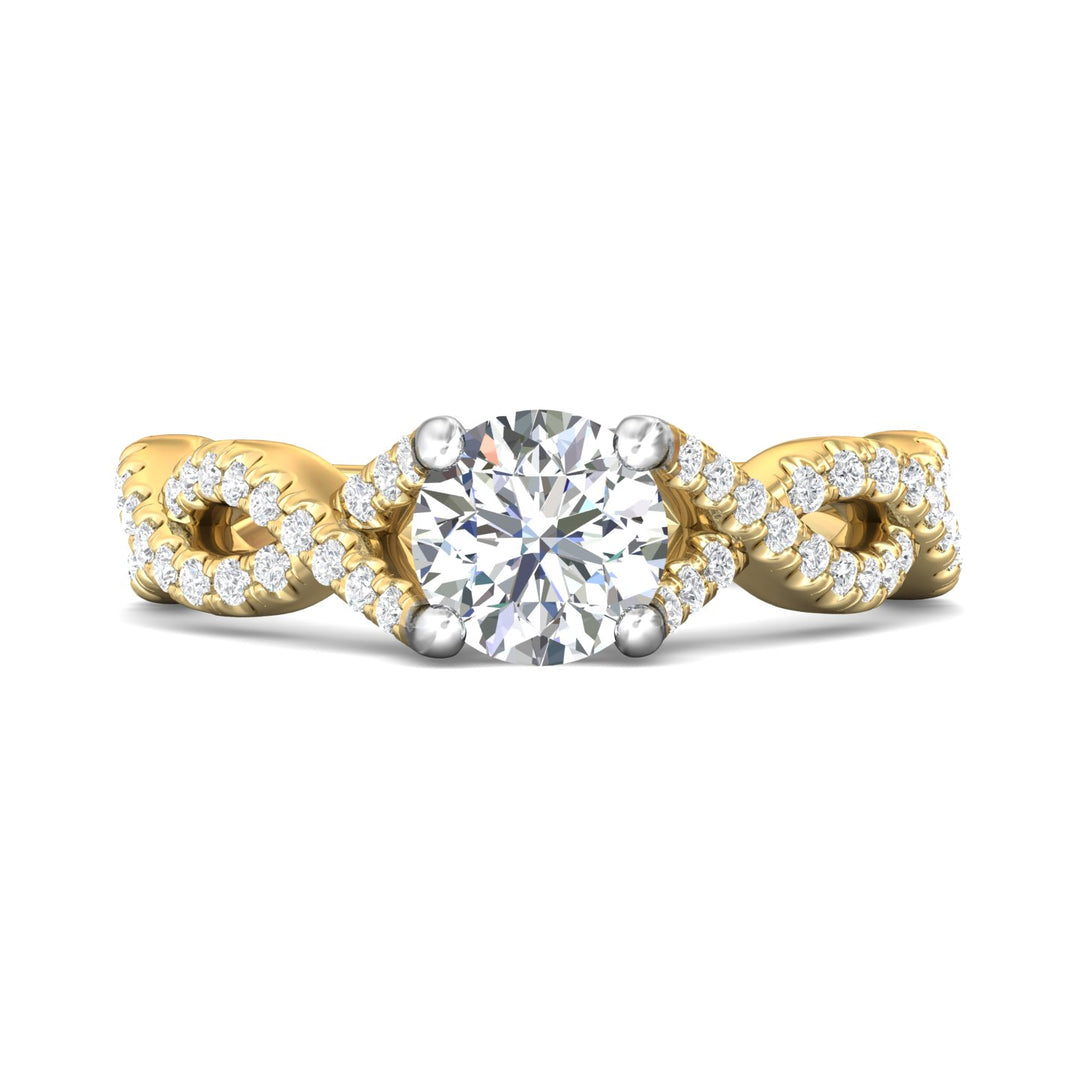 14K Gold Yellow/White Split Shank Engagement Ring from the Split Shank collection - DERM58S_14KYW_Rd_6.5_Prm_H-I_SI1