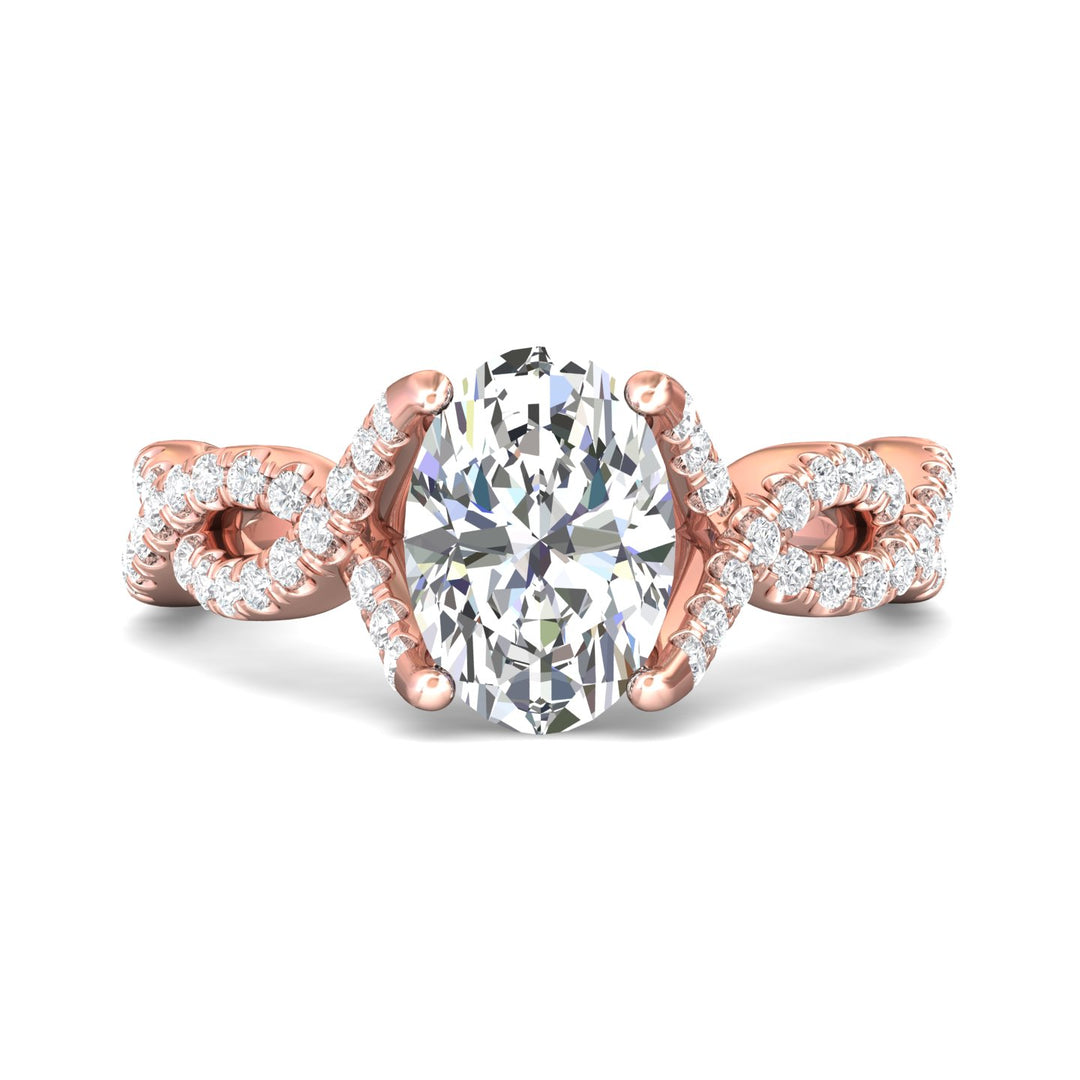 18K Gold Pink Split Shank Engagement Ring from the Split Shank collection - DERM58S_18KP_Ov_10X7_Prm_H-I_SI1