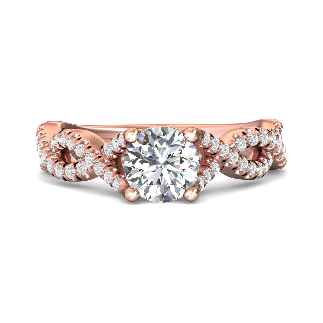 18K Gold Pink Split Shank Engagement Ring from the Split Shank collection - DERM58S_18KP_Rd_6.5_Prm_H-I_SI1