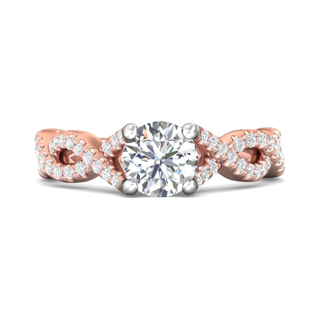 18K Gold White/Pink Split Shank Engagement Ring from the Split Shank collection - DERM58S_18KWP_Rd_6.5_Prm_H-I_SI1