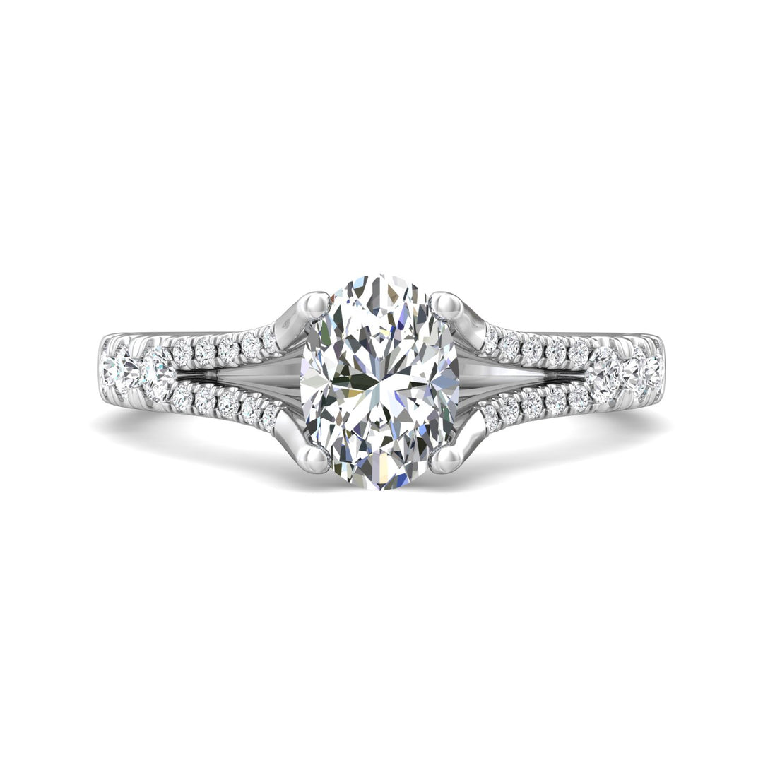 14K Gold White Split Shank Engagement Ring from the Split Shank collection - DERM74_14KW_Ov_8X6_Prm_H-I_SI1