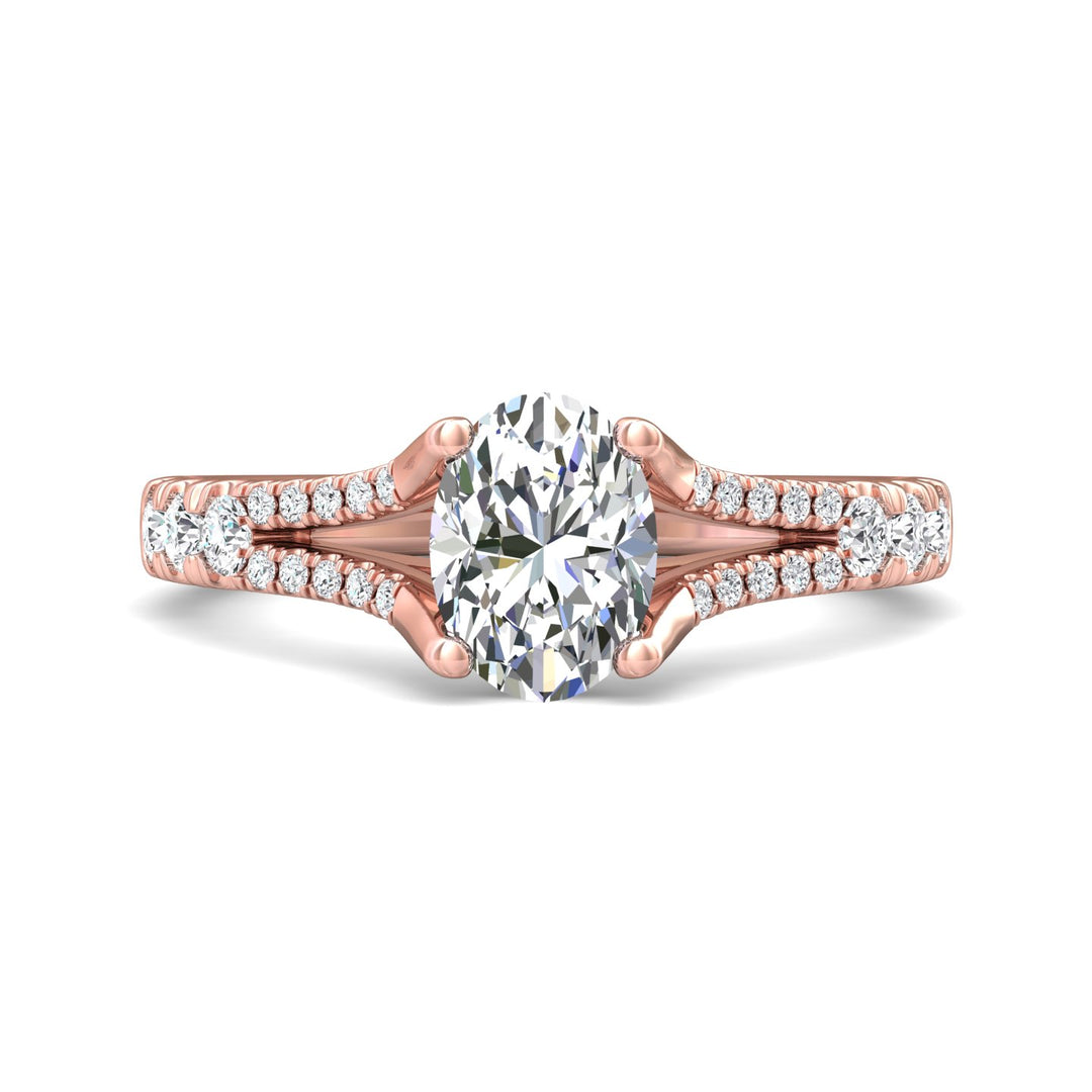 18K Gold Pink Split Shank Engagement Ring from the Split Shank collection - DERM74_18KP_Ov_8X6_Prm_H-I_SI1