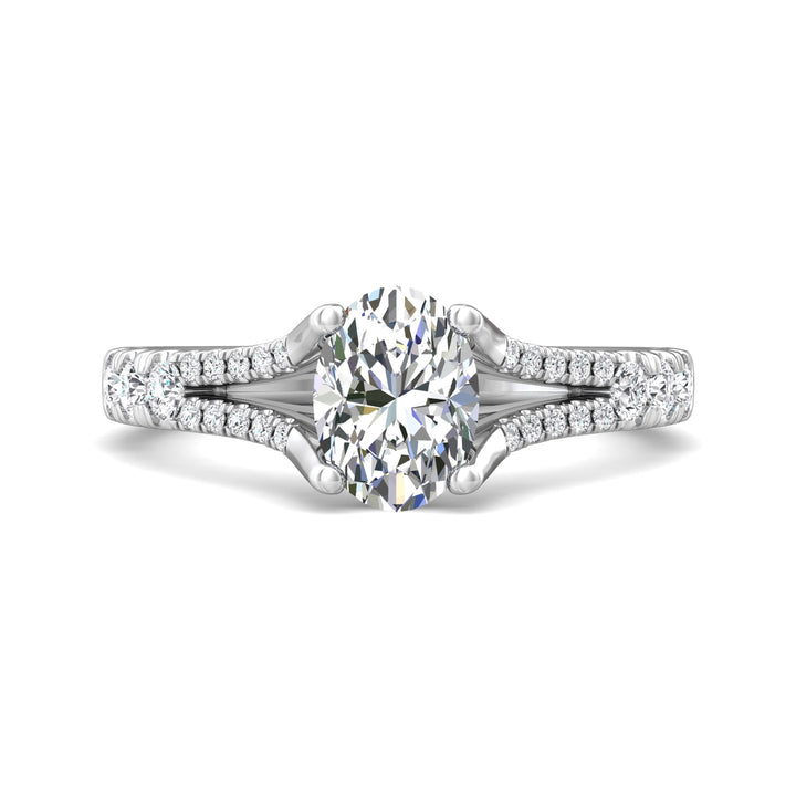 18K Gold White Split Shank Engagement Ring from the Split Shank collection - DERM74_18KW_Ov_8X6_Prm_H-I_SI1