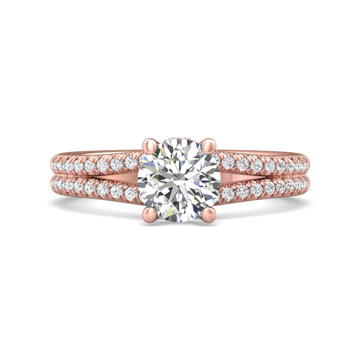 14K Gold Pink Split Shank Engagement Ring from the Split Shank collection - DERM75XS_14KP_Rd_6.5_Prm_H-I_SI1