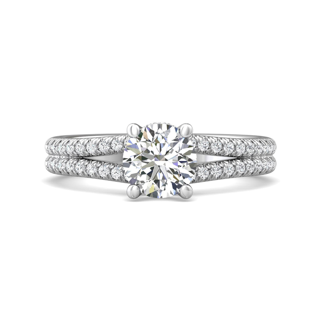 14K Gold White Split Shank Engagement Ring from the Split Shank collection - DERM75XS_14KW_Rd_6.5_Prm_H-I_SI1