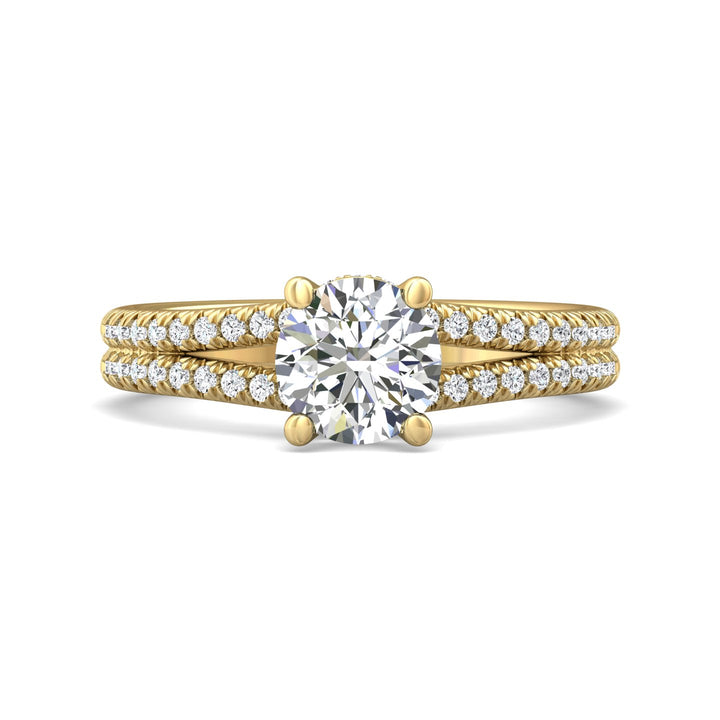 14K Gold Yellow Split Shank Engagement Ring from the Split Shank collection - DERM75XS_14KY_Rd_6.5_Prm_H-I_SI1