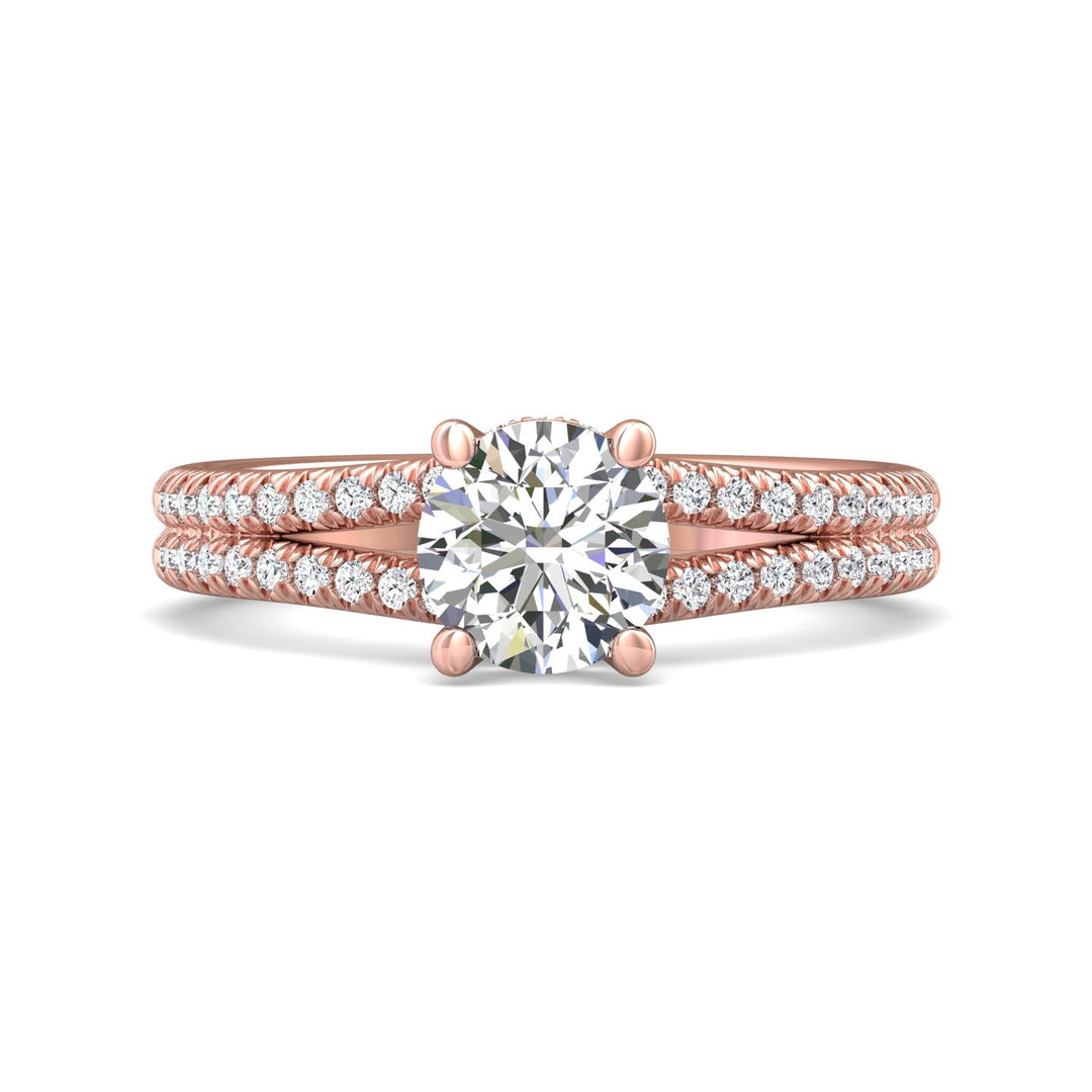 18K Gold Pink Split Shank Engagement Ring from the Split Shank collection - DERM75XS_18KP_Rd_6.5_Prm_H-I_SI1