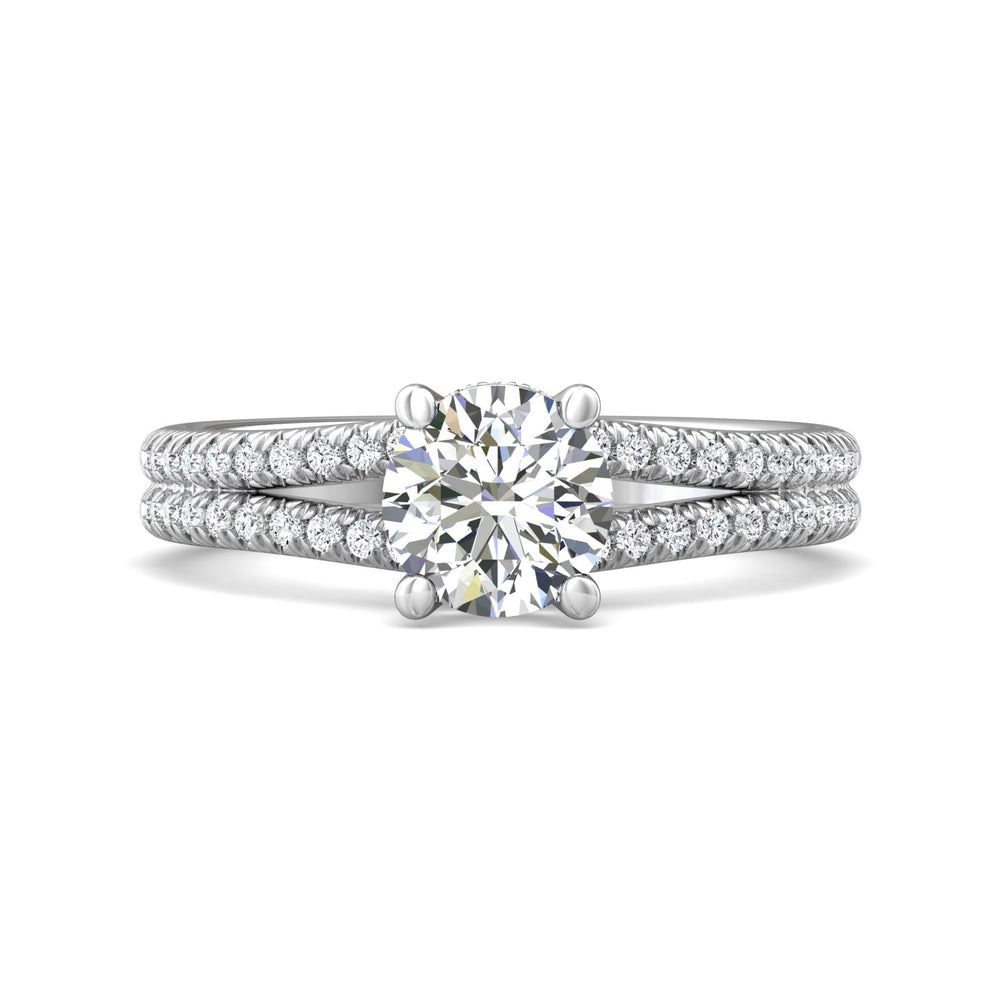 18K Gold White Split Shank Engagement Ring from the Split Shank collection - DERM75XS_18KW_Rd_6.5_Prm_H-I_SI1