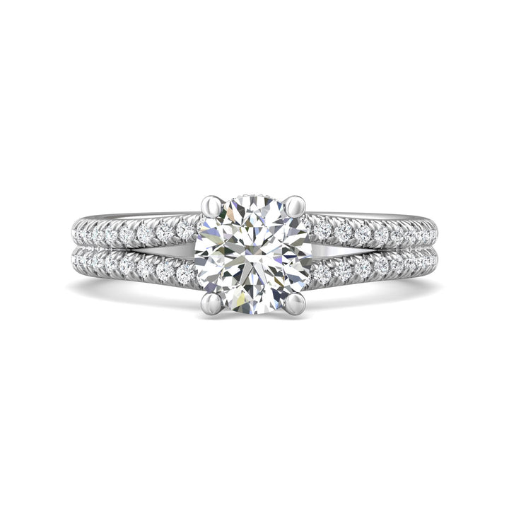 Platinum White Split Shank Engagement Ring from the Split Shank collection - DERM75XS_PlatW_Rd_6.5_Prm_H-I_SI1