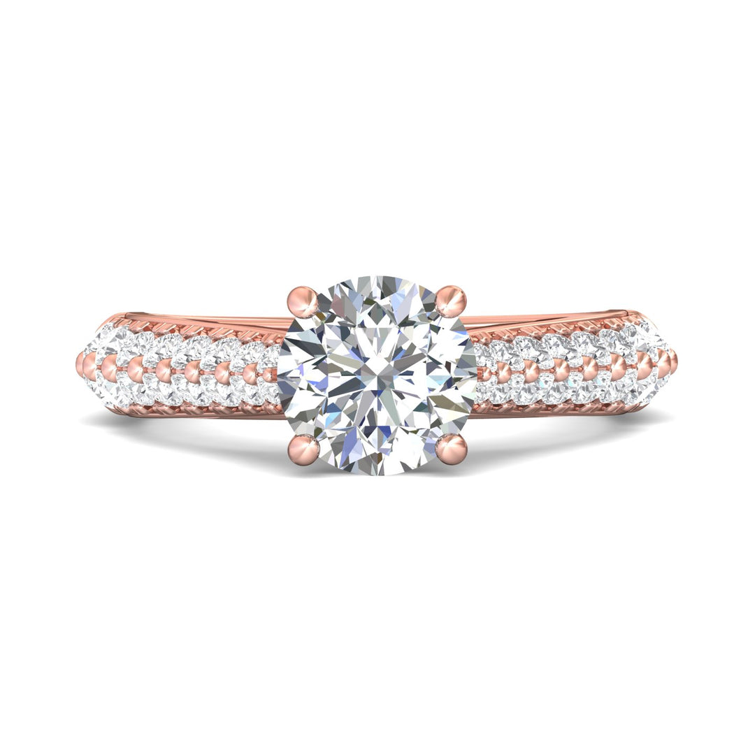 14K Gold Pink Encore Engagement Ring from the Encore collection - DERM76S_14KP_Rd_7.5_Prm_H-I_SI1