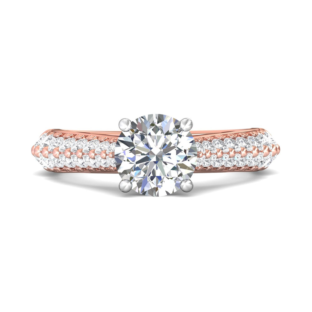 14K Gold Pink/White Encore Engagement Ring from the Encore collection - DERM76S_14KPW_Rd_7.5_Prm_H-I_SI1