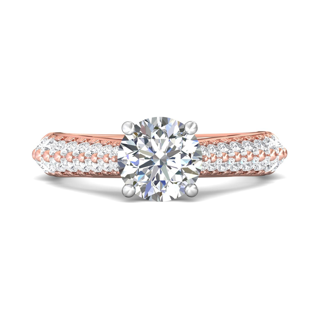 14K Gold Pink/White Encore Engagement Ring from the Encore collection - DERM76S_14KPW_Rd_7.5_Prm_H-I_SI1