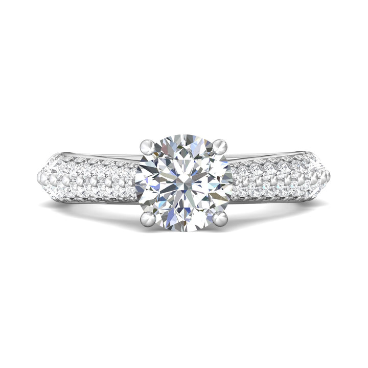 14K Gold White Encore Engagement Ring from the Encore collection - DERM76S_14KW_Rd_7.5_Prm_H-I_SI1