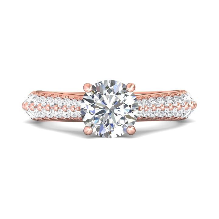 18K Gold Pink Encore Engagement Ring from the Encore collection - DERM76S_18KP_Rd_7.5_Prm_H-I_SI1