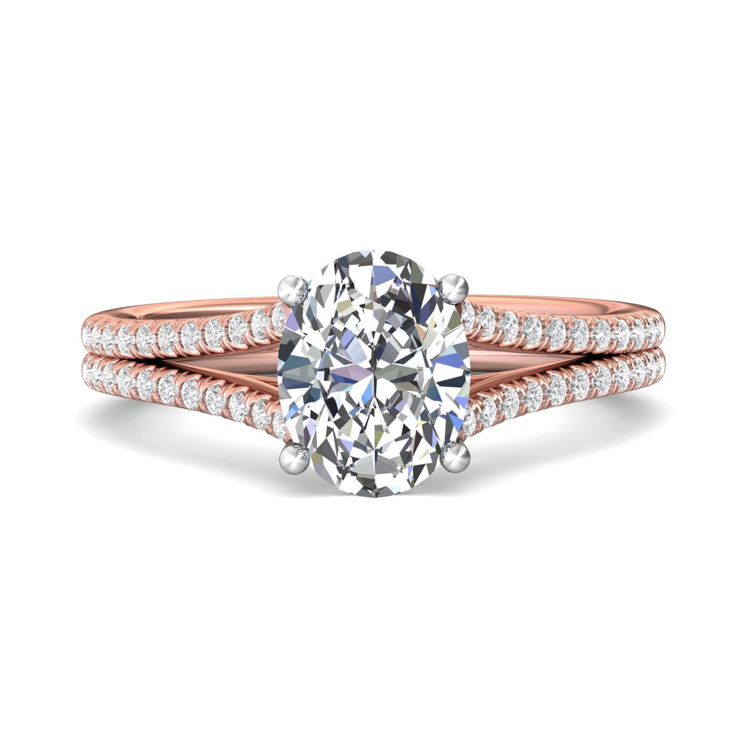 14K Gold Pink/White Split Shank Engagement Ring from the Split Shank collection - DERM86R_14KPW_Ov_9X7_Prm_H-I_SI1