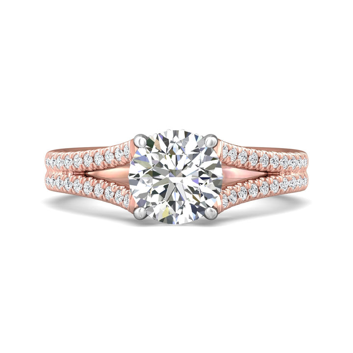 14K Gold Pink/White Split Shank Engagement Ring from the Split Shank collection - DERM86R_14KPW_Rd_7.5_Prm_H-I_SI1