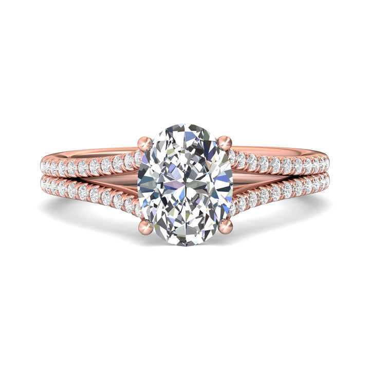 18K Gold Pink Split Shank Engagement Ring from the Split Shank collection - DERM86R_18KP_Ov_9X7_Prm_H-I_SI1