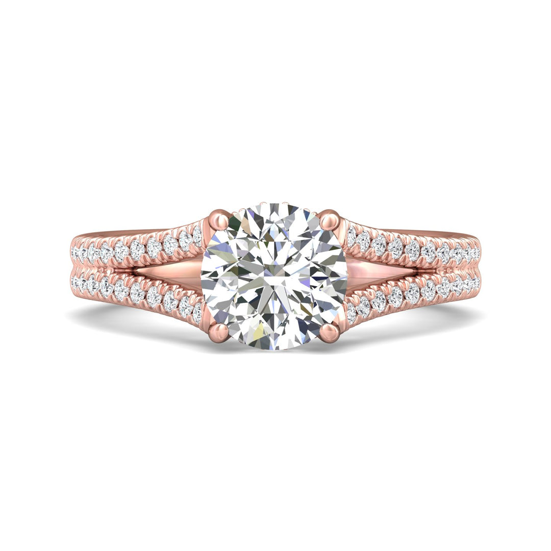 18K Gold Pink Split Shank Engagement Ring from the Split Shank collection - DERM86R_18KP_Rd_7.5_Prm_H-I_SI1