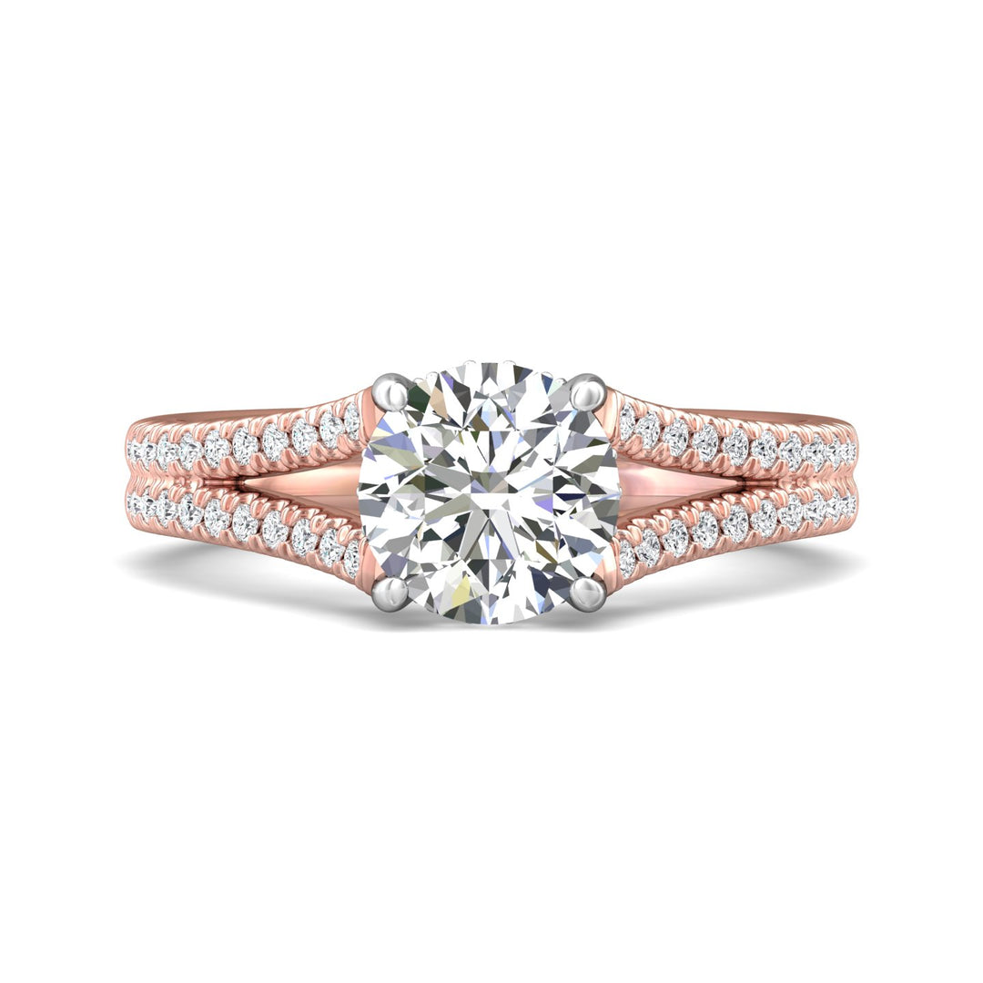 18K Gold White/Pink Split Shank Engagement Ring from the Split Shank collection - DERM86R_18KWP_Rd_7.5_Prm_H-I_SI1