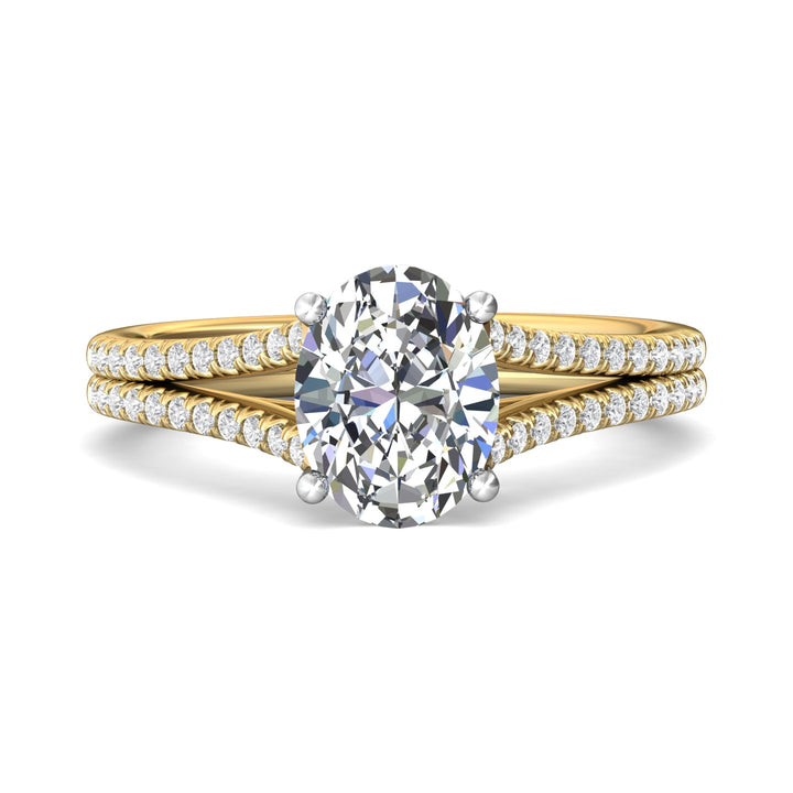 18K Gold White/Yellow Split Shank Engagement Ring from the Split Shank collection - DERM86R_18KWY_Ov_9X7_Prm_H-I_SI1