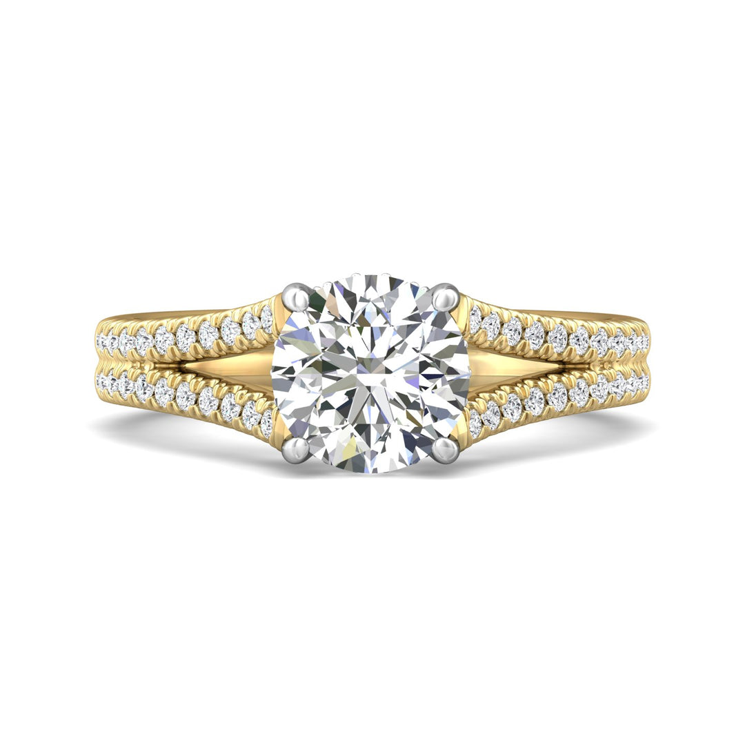 18K Gold White/Yellow Split Shank Engagement Ring from the Split Shank collection - DERM86R_18KWY_Rd_7.5_Prm_H-I_SI1