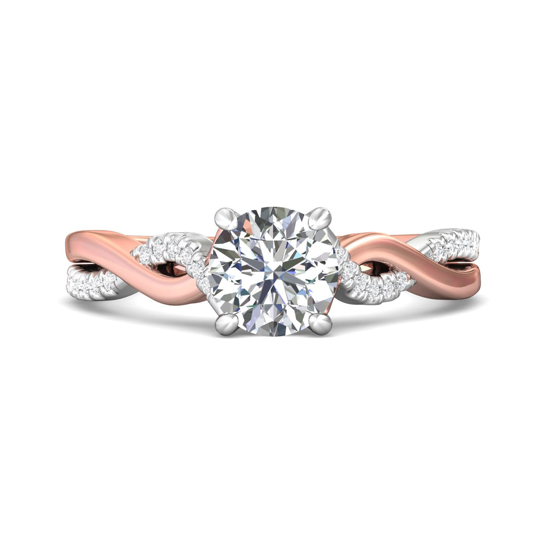14K Gold Pink/White Split Shank Engagement Ring from the Split Shank collection - DERM88XS_14KPW_Rd_6.5_Prm_H-I_SI1