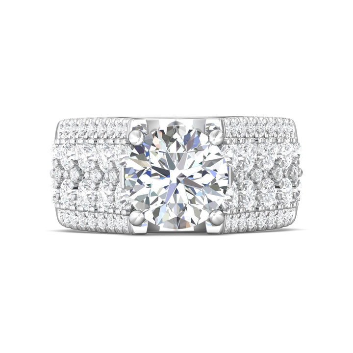 18K Gold White Encore Engagement Ring from the Encore collection - DERM96_18KW_Rd_9_Prm_H-I_SI1