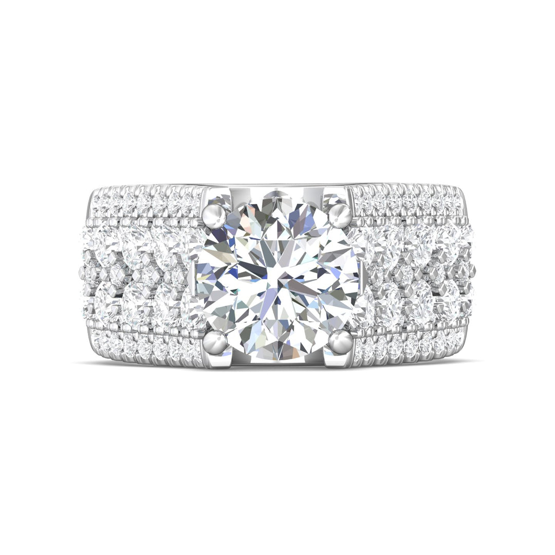 18K Gold White Encore Engagement Ring from the Encore collection - DERM96_18KW_Rd_9_Prm_H-I_SI1