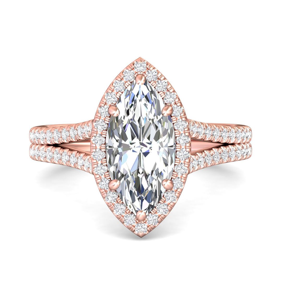 14K Gold Pink Split Shank Engagement Ring from the Split Shank collection - DERMH12R_14KP_MqH_13.5X6.5_Prm_H-I_SI1