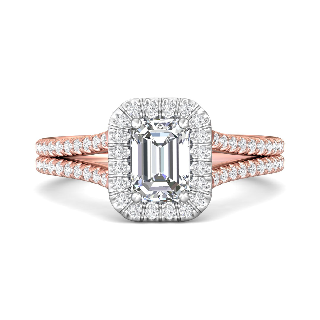 14K Gold Pink/White Split Shank Engagement Ring from the Split Shank collection - DERMH12R_14KPW_EmH_7X5_Prm_H-I_SI1