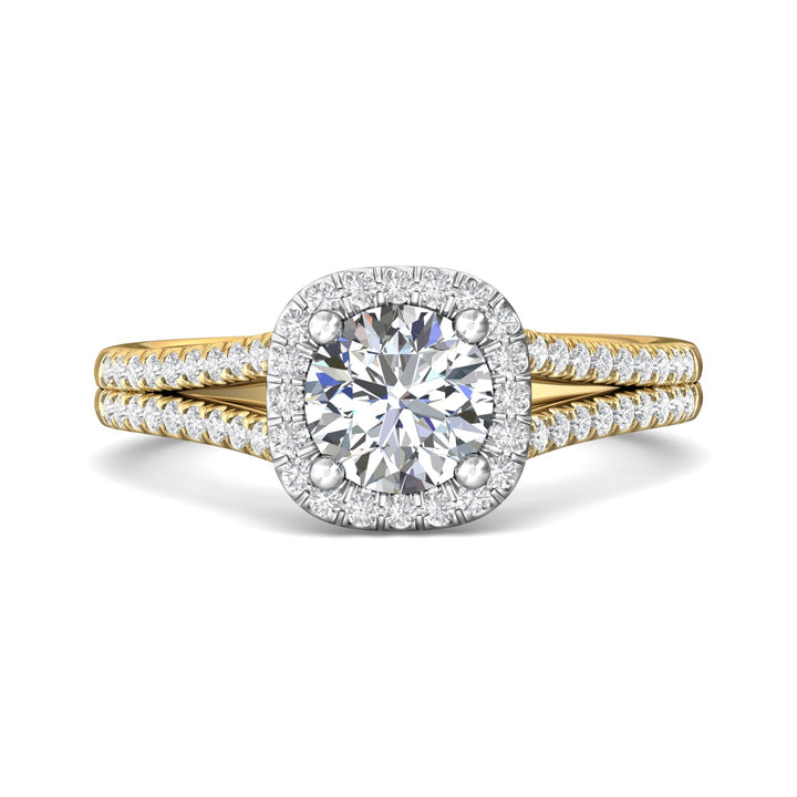 14K Gold Yellow/White Split Shank Engagement Ring from the Split Shank collection - DERMH12R_14KYW_CuHRd_6.5_Prm_H-I_SI1