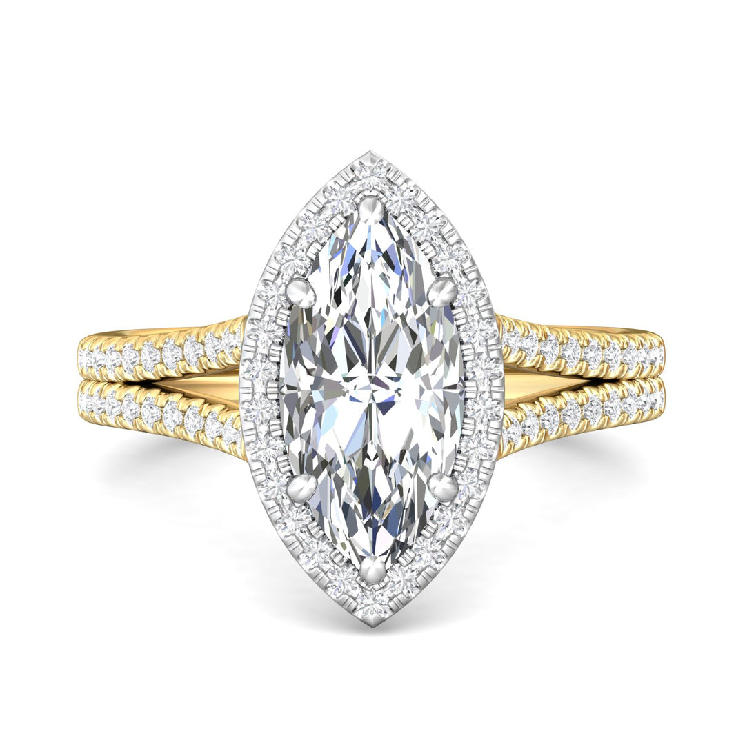 14K Gold Yellow/White Split Shank Engagement Ring from the Split Shank collection - DERMH12R_14KYW_MqH_13.5X6.5_Prm_H-I_SI1
