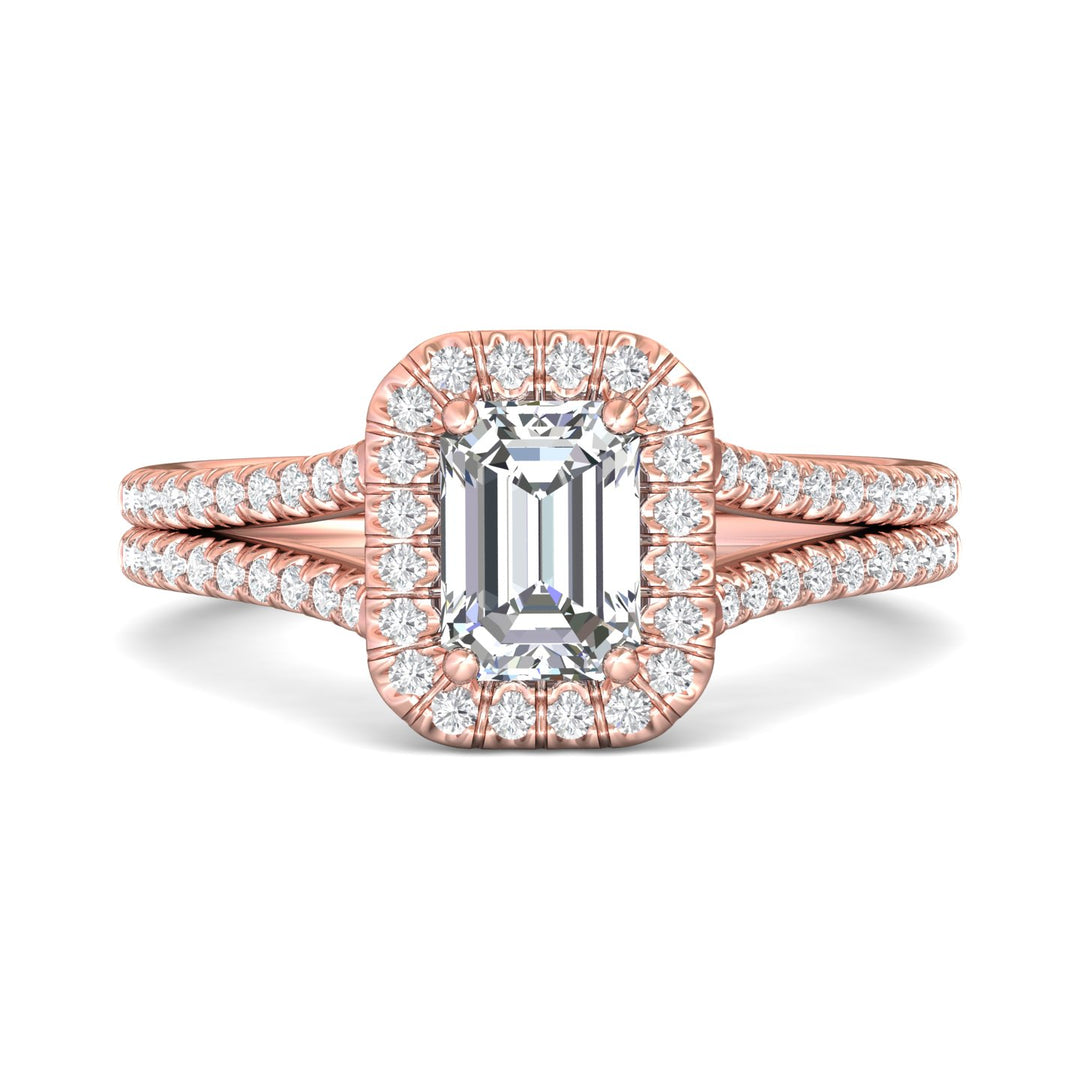 18K Gold Pink Split Shank Engagement Ring from the Split Shank collection - DERMH12R_18KP_EmH_7X5_Prm_H-I_SI1