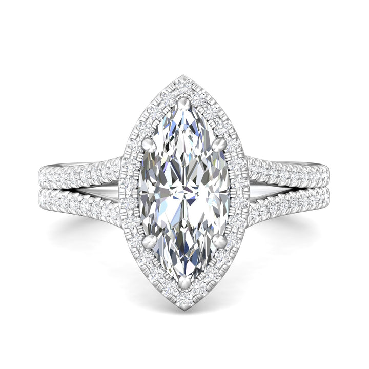 18K Gold White Split Shank Engagement Ring from the Split Shank collection - DERMH12R_18KW_MqH_13.5X6.5_Prm_H-I_SI1