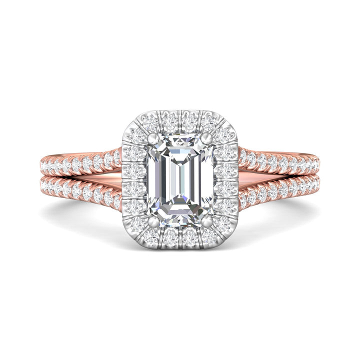 18K Gold White/Pink Split Shank Engagement Ring from the Split Shank collection - DERMH12R_18KWP_EmH_7X5_Prm_H-I_SI1
