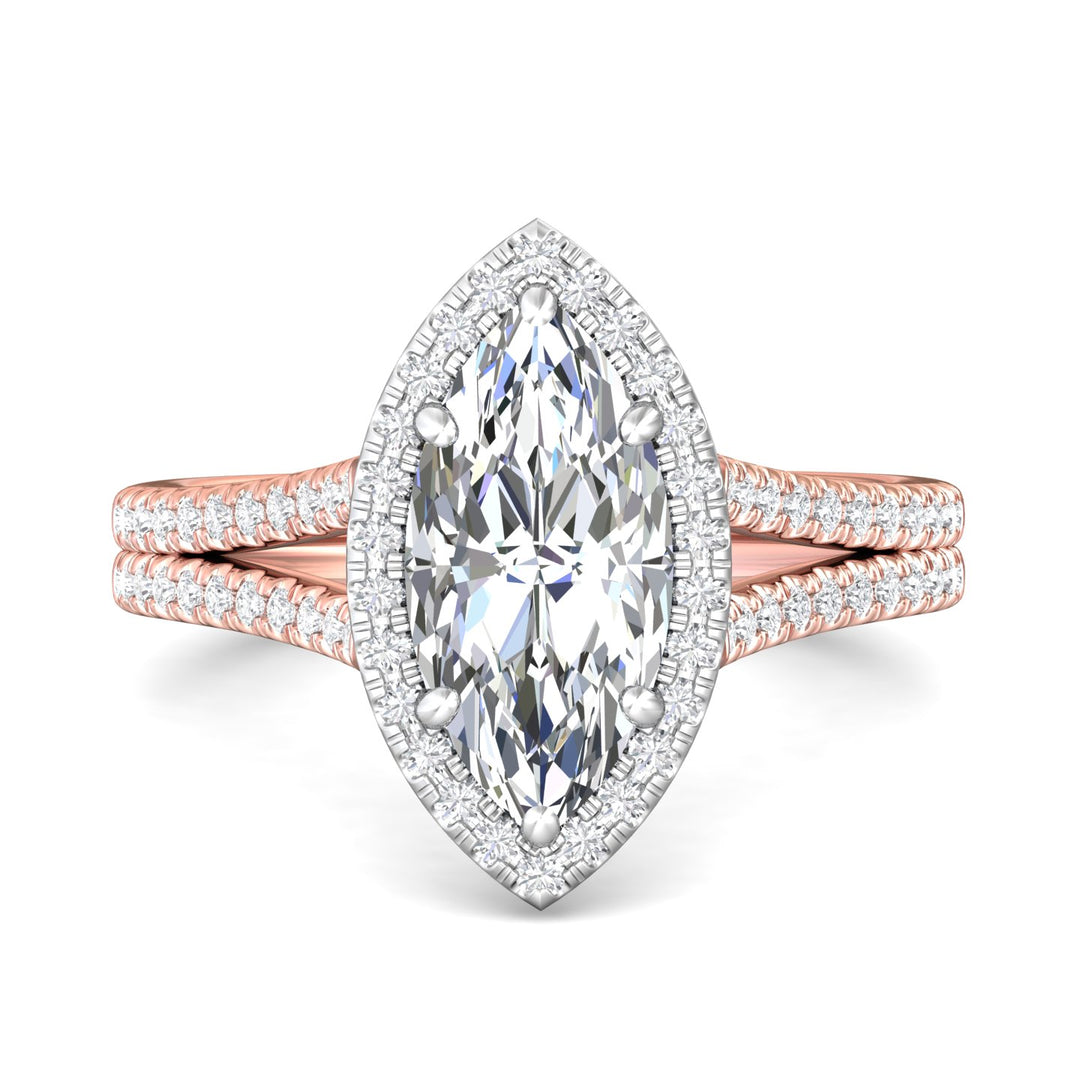 18K Gold White/Pink Split Shank Engagement Ring from the Split Shank collection - DERMH12R_18KWP_MqH_13.5X6.5_Prm_H-I_SI1