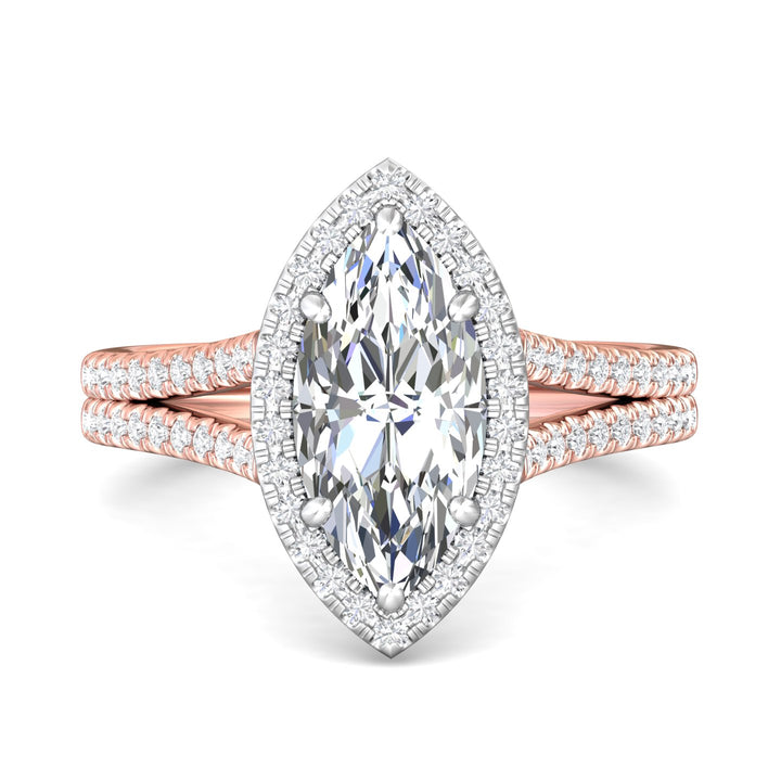 18K Gold White/Pink Split Shank Engagement Ring from the Split Shank collection - DERMH12R_18KWP_MqH_13.5X6.5_Prm_H-I_SI1