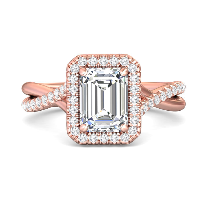 14K Gold Pink Split Shank Engagement Ring from the Split Shank collection - DERMH13R_14KP_Em_8X6_Prm_H-I_SI1