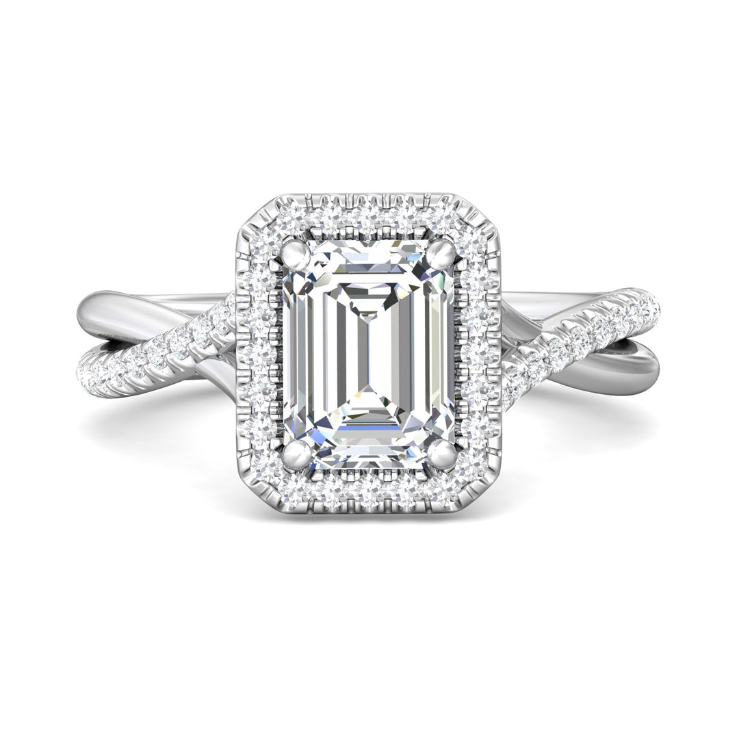 14K Gold White Split Shank Engagement Ring from the Split Shank collection - DERMH13R_14KW_Em_8X6_Prm_H-I_SI1