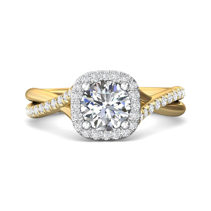 14K Gold Yellow/White Split Shank Engagement Ring from the Split Shank collection - DERMH13R_14KYW_CuHRd_6.5_Prm_H-I_SI1