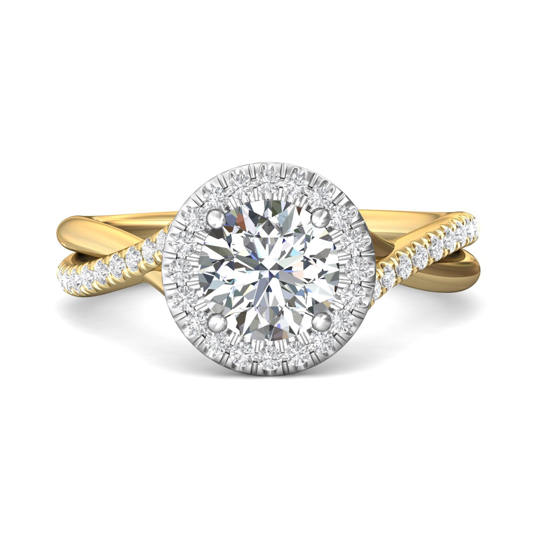 14K Gold Yellow/White Split Shank Engagement Ring from the Split Shank collection - DERMH13R_14KYW_RdH_7.0_Prm_H-I_SI1