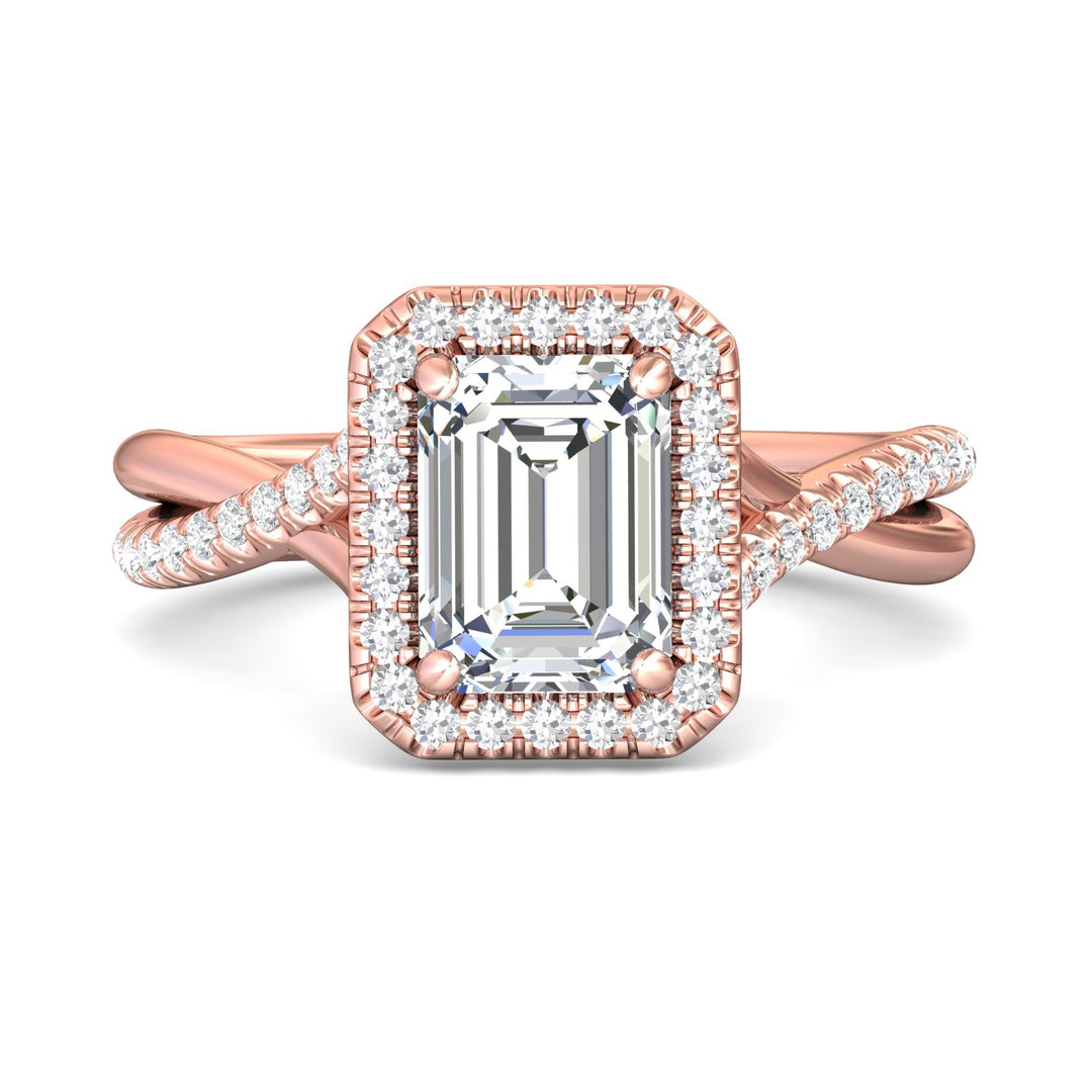 18K Gold Pink Split Shank Engagement Ring from the Split Shank collection - DERMH13R_18KP_Em_8X6_Prm_H-I_SI1