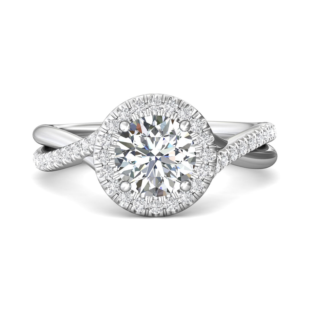 Platinum White Split Shank Engagement Ring from the Split Shank collection - DERMH13R_PlatW_RdH_7.0_Prm_H-I_SI1