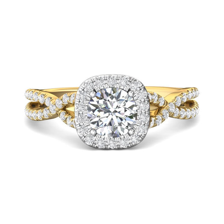 14K Gold Yellow/White Split Shank Engagement Ring from the Split Shank collection - DERMH27XS_14KYW_CuHRd_6.5_Prm_H-I_SI1
