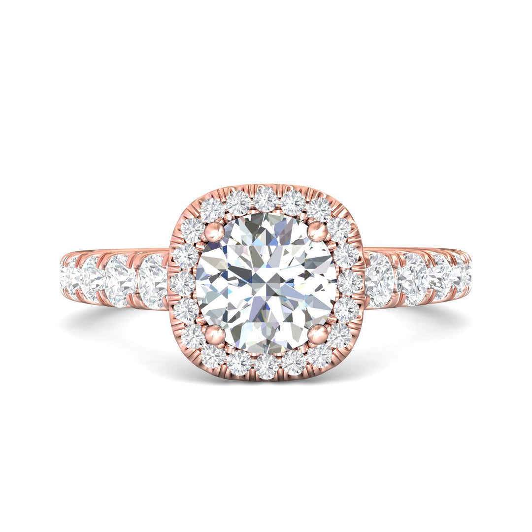 14K Gold Pink Micropave Halo Engagement Ring from the Micropave Halo collection - DERMH34S_14KP_CuHRd_7.0_Std_H-I_SI2