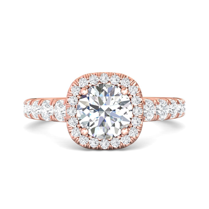14K Gold Pink Micropave Halo Engagement Ring from the Micropave Halo collection - DERMH34S_14KP_CuHRd_7.0_Std_H-I_SI2