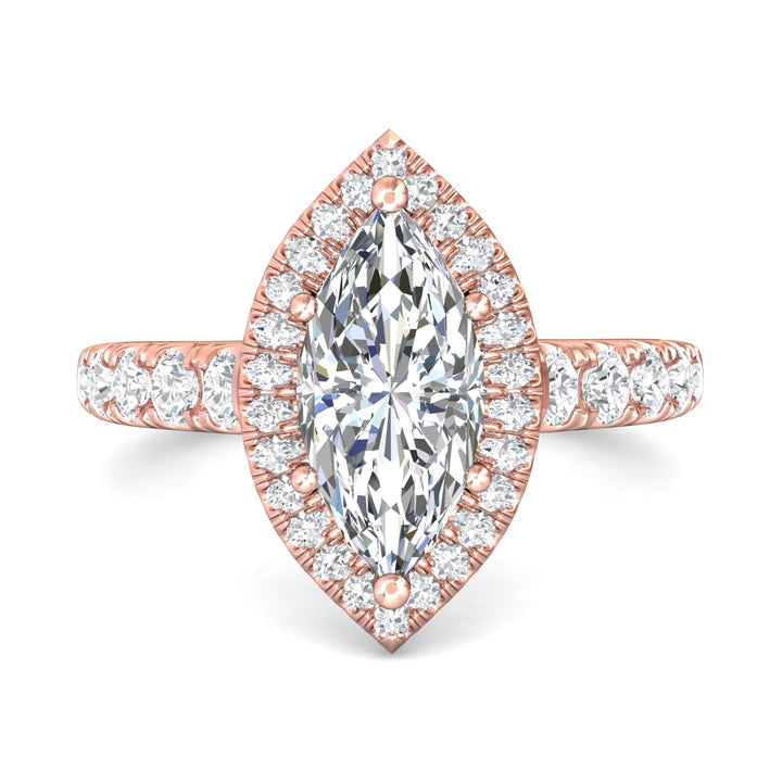 14K Gold Pink Micropave Halo Engagement Ring from the Micropave Halo collection - DERMH34S_14KP_MqH_13X6.5_Std_H-I_SI2