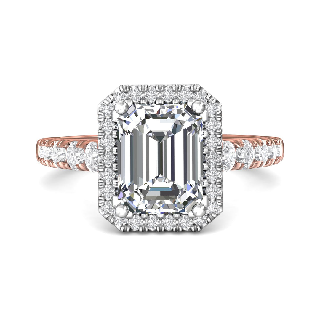 14K Gold Pink/White Micropave Halo Engagement Ring from the Micropave Halo collection - DERMH34S_14KPW_EmH_9X7_Std_H-I_SI2
