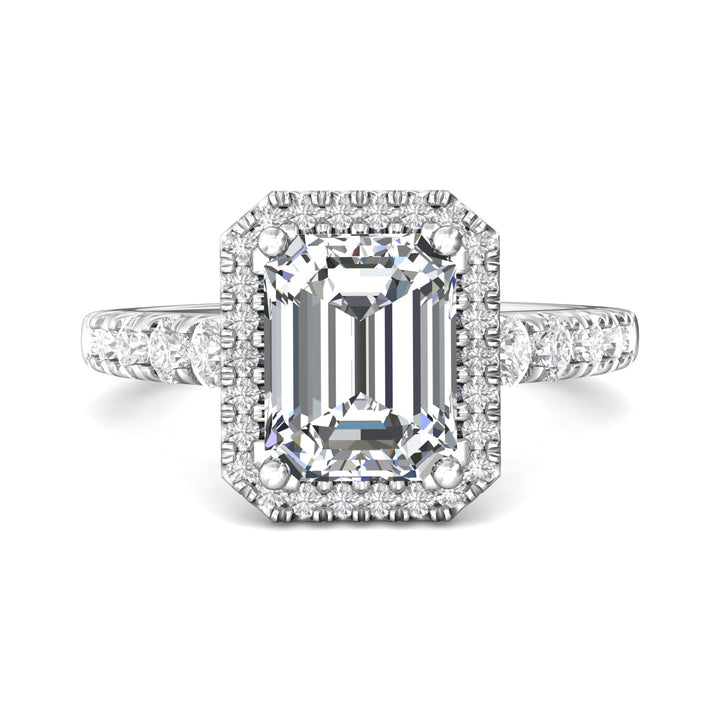 14K Gold White Micropave Halo Engagement Ring from the Micropave Halo collection - DERMH34S_14KW_EmH_9X7_Std_H-I_SI2