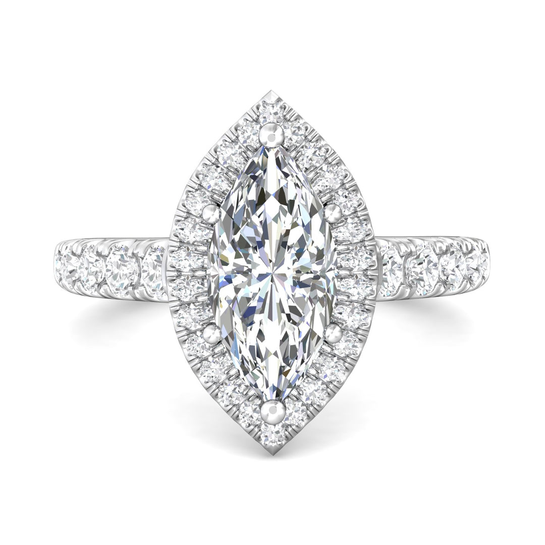 14K Gold White Micropave Halo Engagement Ring from the Micropave Halo collection - DERMH34S_14KW_MqH_13X6.5_Std_H-I_SI2
